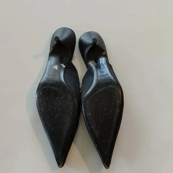 Fendi Embroidered black satin kitten Heels size 6 - Picture 6 of 12